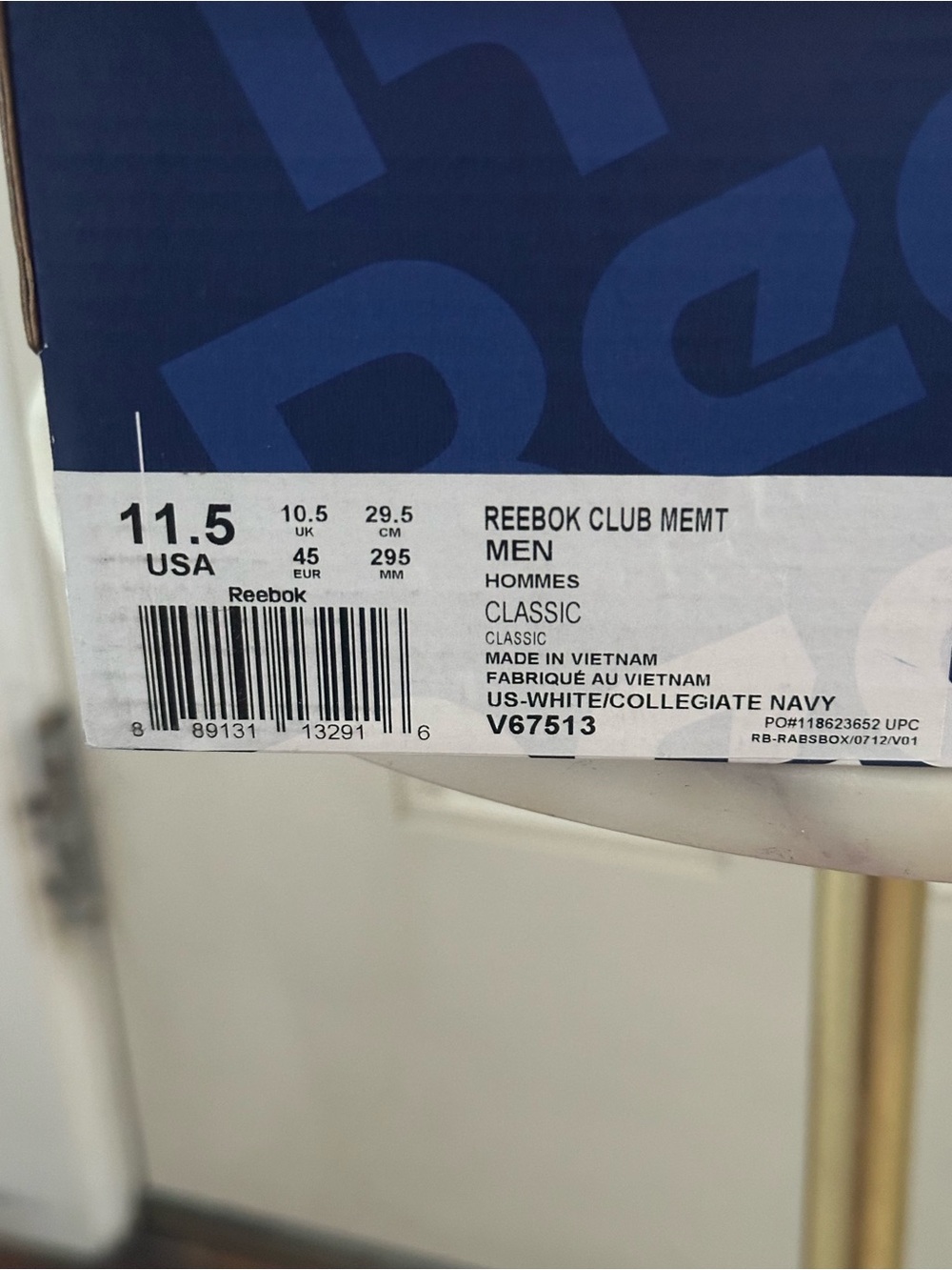 Reebok Club MEMT Men's Shoes White/Navy Leather - Picture 8 of 12